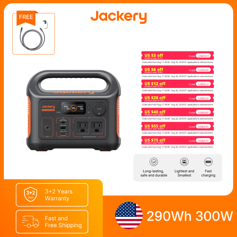 Outdoor Power Extension Cord - Jackery Tragbare Powerstation Explorer 300 Neu